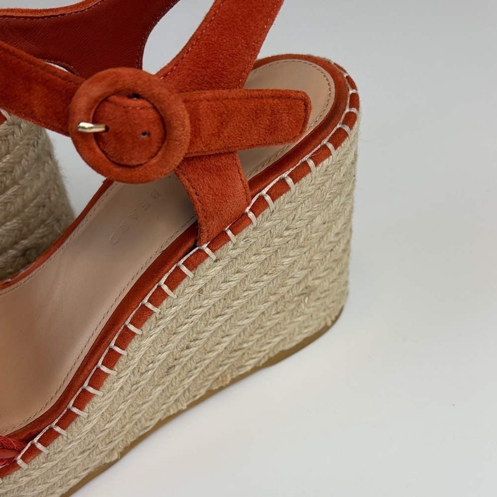 Veronica Beard‎ Size 39 (US 7.5-8) Rust Suede Braided Espadrille Wedge Sandals - Picture 4 of 9